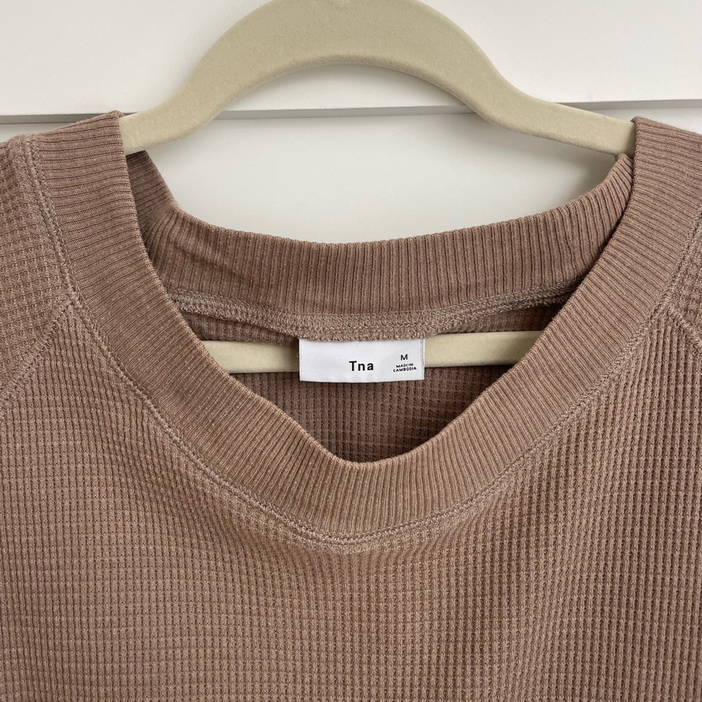 Tna brown waffle knit longsleeve
